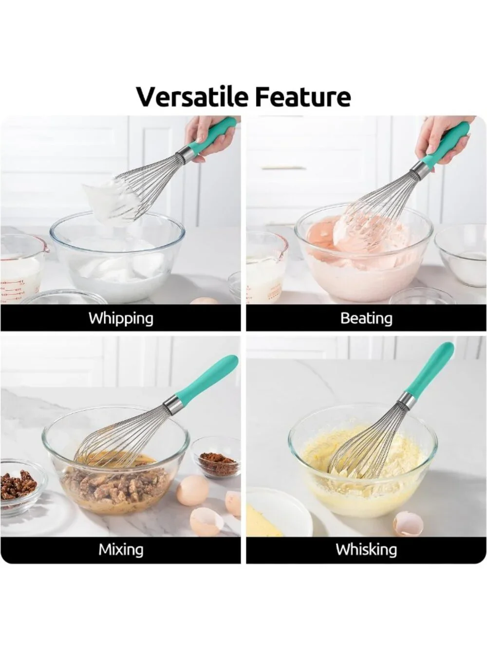 Large Stainless Steel Balloon Whisk - Heavy Duty Egg Beater & Mixing Tool, 12in